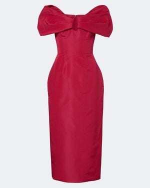 Carolina Herrera Off-Shoulder-Cocktailkleid Aus Seiden-Faille - Rot