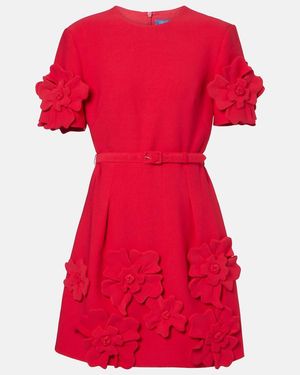 LEO LIN Aurelie Floral-Applique Minidress - Red