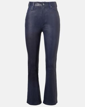 FRAME Reboot Crop Leather Bootcut Trousers - Blue