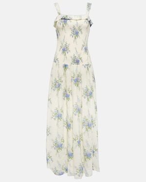 LoveShackFancy Bello Shirred Cotton Maxi Dress - White