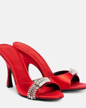 Magda Butrym Crystal-Embellished Satin Mules - Red