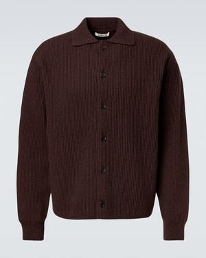 AURALEE Ribbed-Knit Wool Cardigan - Brown
