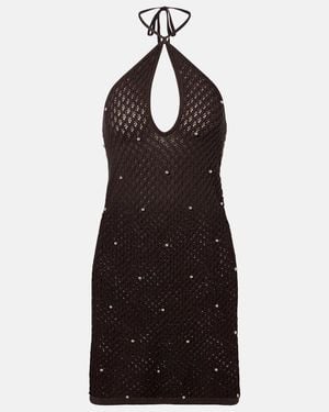 STAUD Isola Crochet Embellished Cotton Beach Dress - Black
