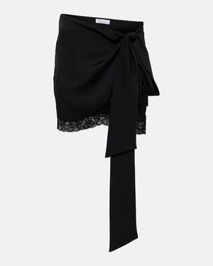 Blumarine Lace-Trimmed Draped Miniskirt - Black
