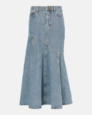 Zimmermann Illustration Denim Midi Skirt - Blue