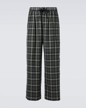 Loewe Checked Wide-Leg Trousers - Grey
