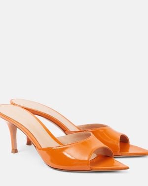 Gianvito Rossi Patent Leather Mules - Orange