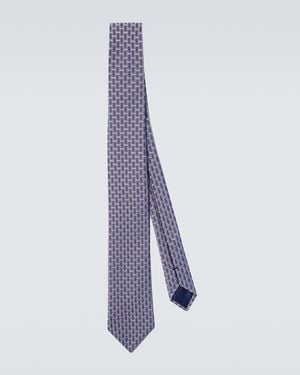 Giorgio Armani Silk-Blend Jacquard Tie - Purple
