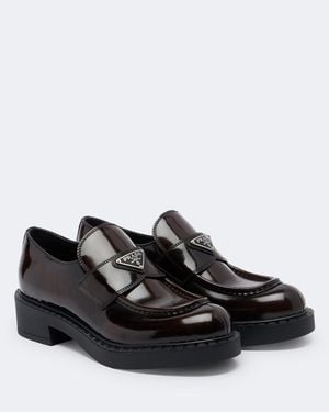 Prada Chocolate Leather Loafers - Black