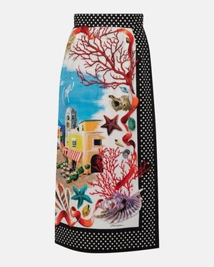 Dolce & Gabbana Capri Printed Cotton Maxi Skirt - White