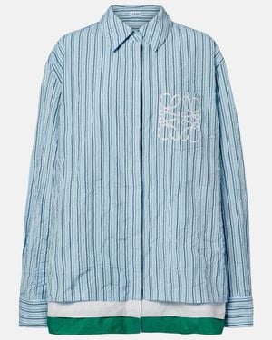Loewe Anagram Cotton-Blend Poplin Shirt - Blue