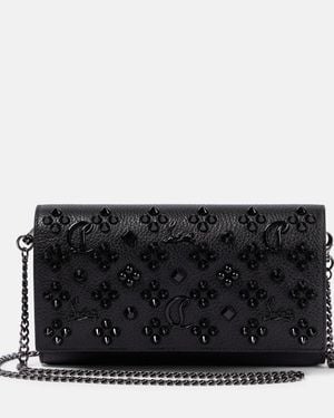 Christian Louboutin Paloma Embellished Leather Wallet On Chain - Black