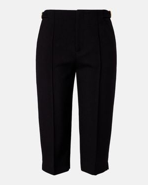 Chloé Virgin Wool Crepe Capri Pants - Black