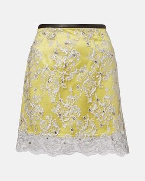 JACQUES WEI Minifalda De Encaje Con Cristales - Amarillo