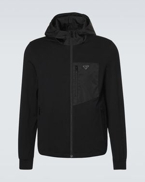 Prada Re-Nylon And Cotton-Blend Hoodie - Black