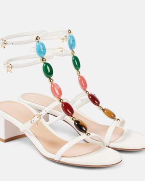 Gianvito Rossi 45 Embellished Leather Sandals - Pink