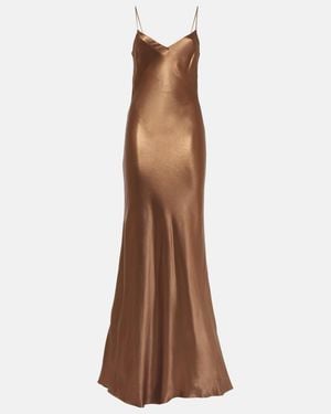 Galvan London Provence Satin Maxi Dress - Brown