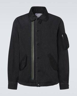 Sacai Blouson Aus Denim Mit Twill - Schwarz