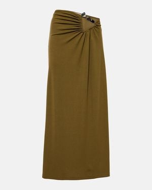 Christopher Esber Tri Crystal Stone Ruched Maxi Skirt - Green
