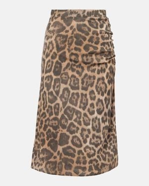 Stella McCartney Leopard-Printed Ruched Midi Skirt - Brown
