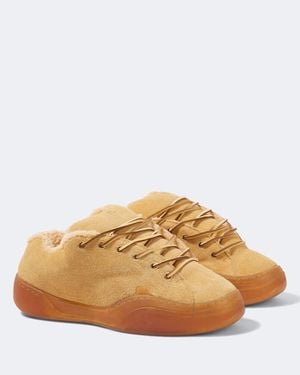 ERL Sand Vamp Shearling-Lined Suede Trainers - Natural