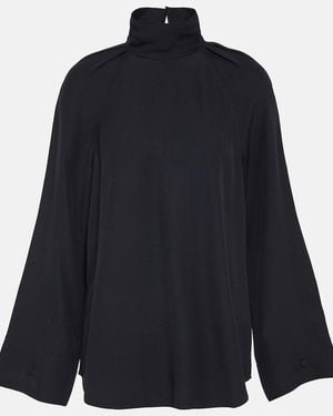 TOTEME High-Neck Satin Blouse - Blue