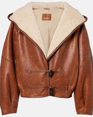 Isabel Marant Amiel Shearling-Lined Leather Jacket - Brown