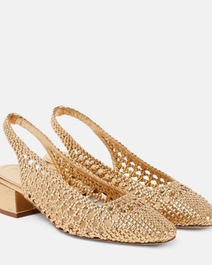 Souliers Martinez Nova Terragona Leather Slingback Court Shoes - Natural