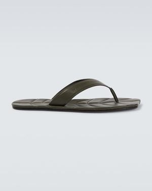 JW Anderson Leaf Leather Thong Sandals - Green