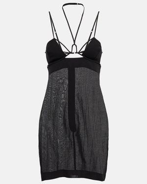 Nensi Dojaka Cutout Halterneck Cotton Minidress - Black