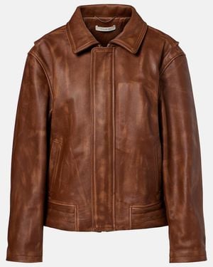 JACQUES WEI Leather Jacket - Brown