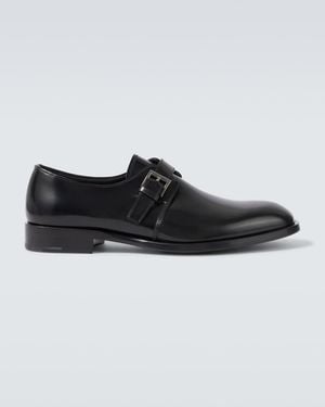 Prada Leather Monk Strap Shoes - Black