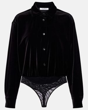 Max Mara Body De Terciopelo De Algodon - Negro