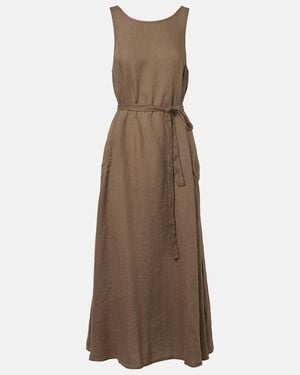 Velvet Reta Linen Midi Dress - Brown