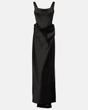 Vivienne Westwood Camille Draped Crepe Satin Bustier Gown - Black