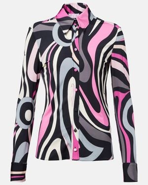PUCCI Marmo Jersey Satin Shirt - Black