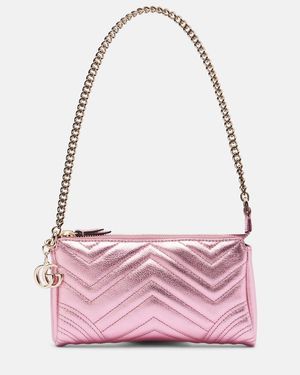 Gucci Gg Marmont Mini Leather Shoulder Bag - Pink