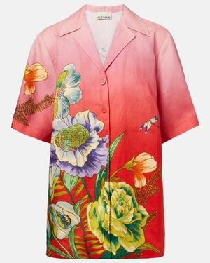 ALÉMAIS Inez Floral Linen Shirt - Red