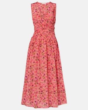 Ulla Johnson Sylvie Floral Silk Midi Dress - Red