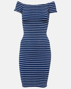 Hunza G Grace Striped Off-Shoulder Midi Dress - Blue