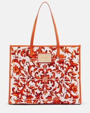 Dolce & Gabbana Shopping Large Printed Canvas Shopper - Red