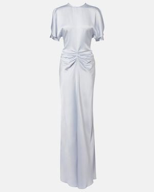 Victoria Beckham Gathered Satin Gown - White