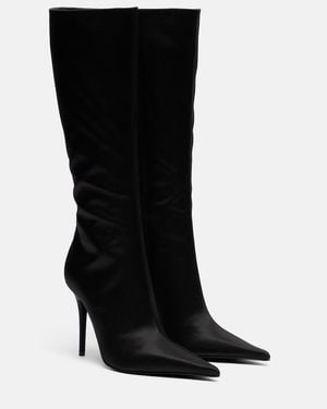 AMINA MUADDI Barbara Satin Knee-High Boots - Black