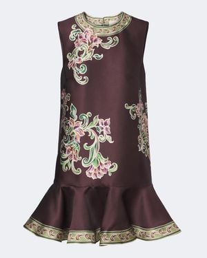 ALÉMAIS Josie Floral Ruffled Minidress - Brown