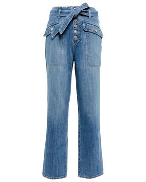Veronica Beard Jeans Cropped Rinley De Tiro Alto - Azul