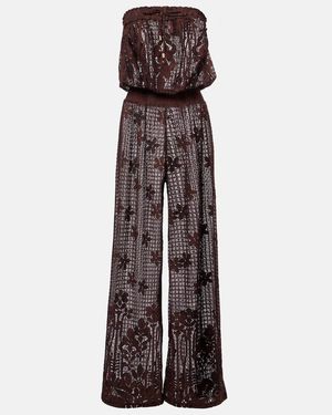 Melissa Odabash Viv Off-Shoulder Cotton-Blend Jumpsuit - Purple