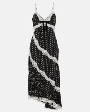 Alessandra Rich Heart-print Silk Midi Dress - Black