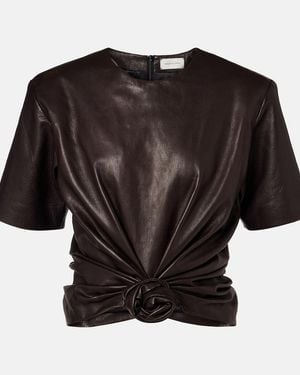 Magda Butrym Knot-Detail Leather T-Shirt - Black