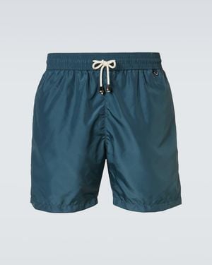 Rubinacci Badeshorts Aus Satin - Blau