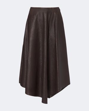 Ralph Lauren Cecilie Asymmetric Leather Midi Skirt - Brown